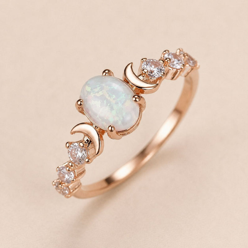 Crescent Crystal Band Ring