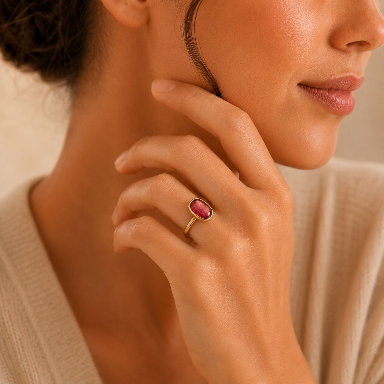 Rose Gemstone Bezel Ring