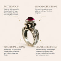 Crimson Cabochon Guardian Ring