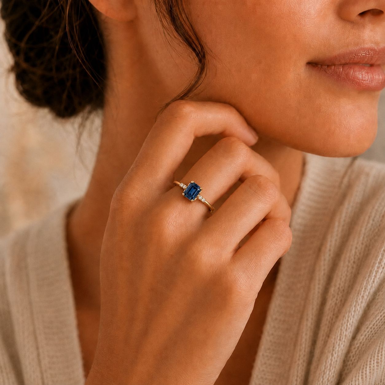 Blue Sapphire Diamond Ring