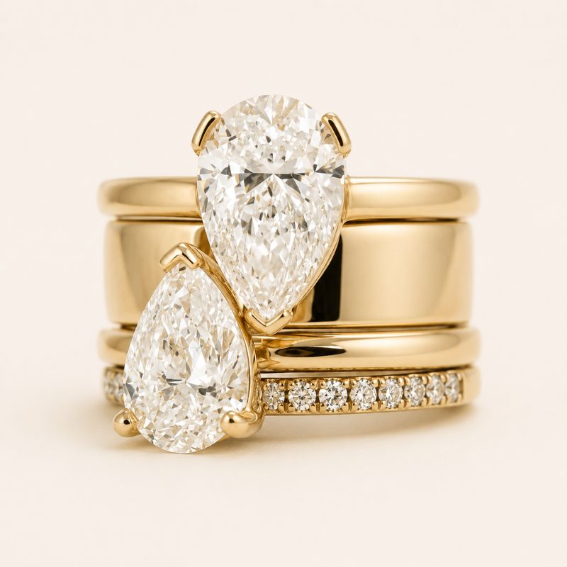 Double Pear Crystal Ring