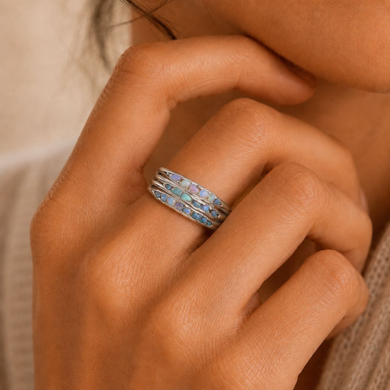 Opal Inlay Stacking Ring
