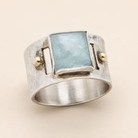Hammered Silver Blue Stone Ring