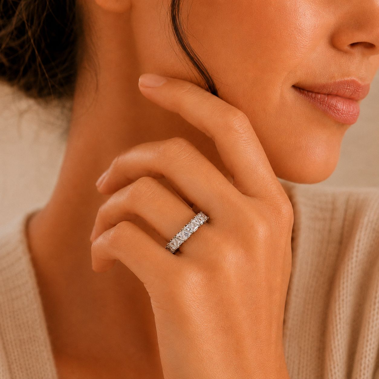 Crystal Trillion Eternity Ring