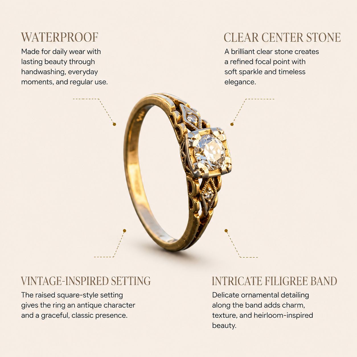 Vintage Gold Filigree Ring
