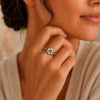Pearl Green Gemstone Floral Ring