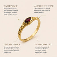 Red Marquise Filigree Ring