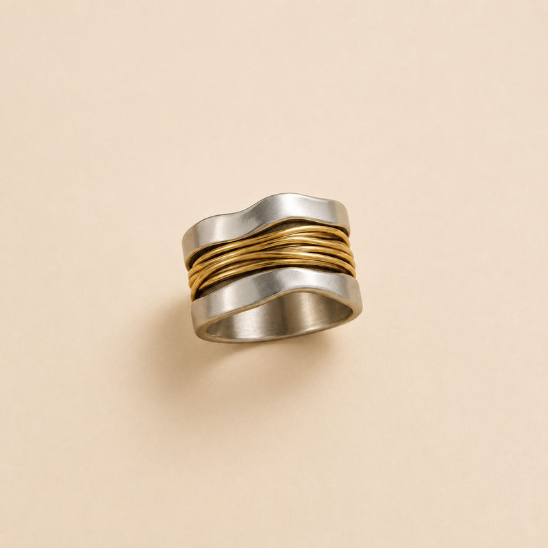 Two-Tone Layered Wave Ring