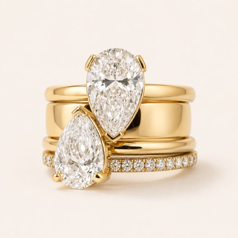 Double Pear Crystal Ring