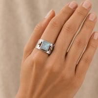 Hammered Silver Blue Stone Ring