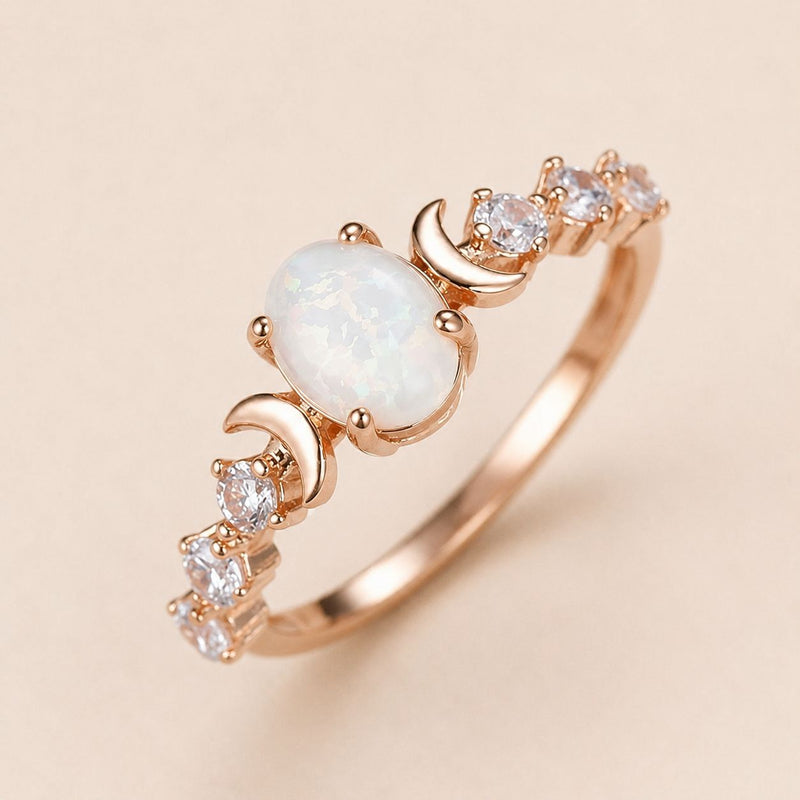 Crescent Crystal Band Ring
