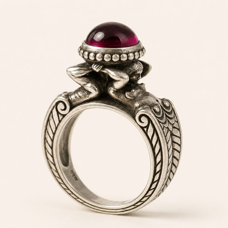 Crimson Cabochon Guardian Ring