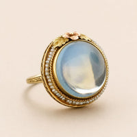 Vintage Floral Pearl Halo Ring
