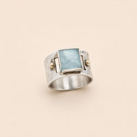 Hammered Silver Blue Stone Ring
