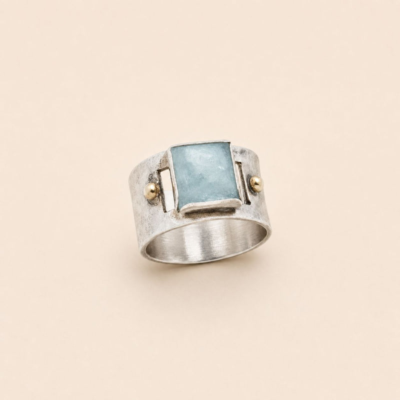 Hammered Silver Blue Stone Ring