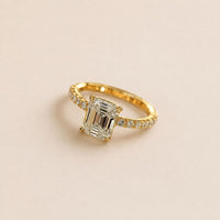 Emerald Cut Pavé Ring
