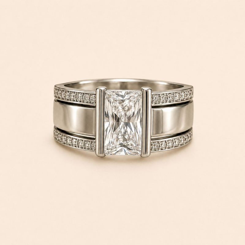 Emerald Cut Silver Ring