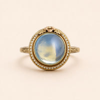 Vintage Floral Pearl Halo Ring
