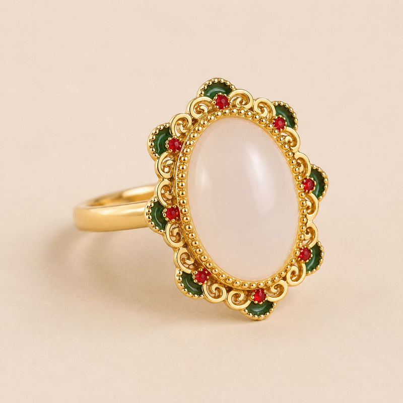 Ornate Blush Oval Statement Ring