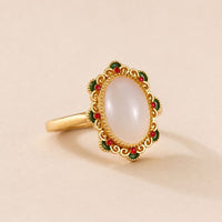 Ornate Blush Oval Statement Ring