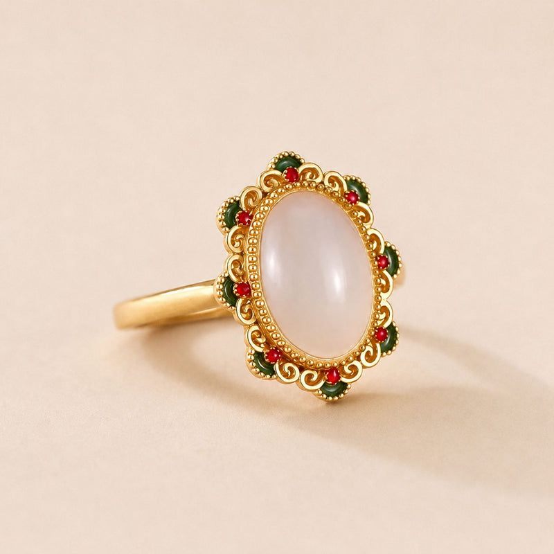 Ornate Blush Oval Statement Ring