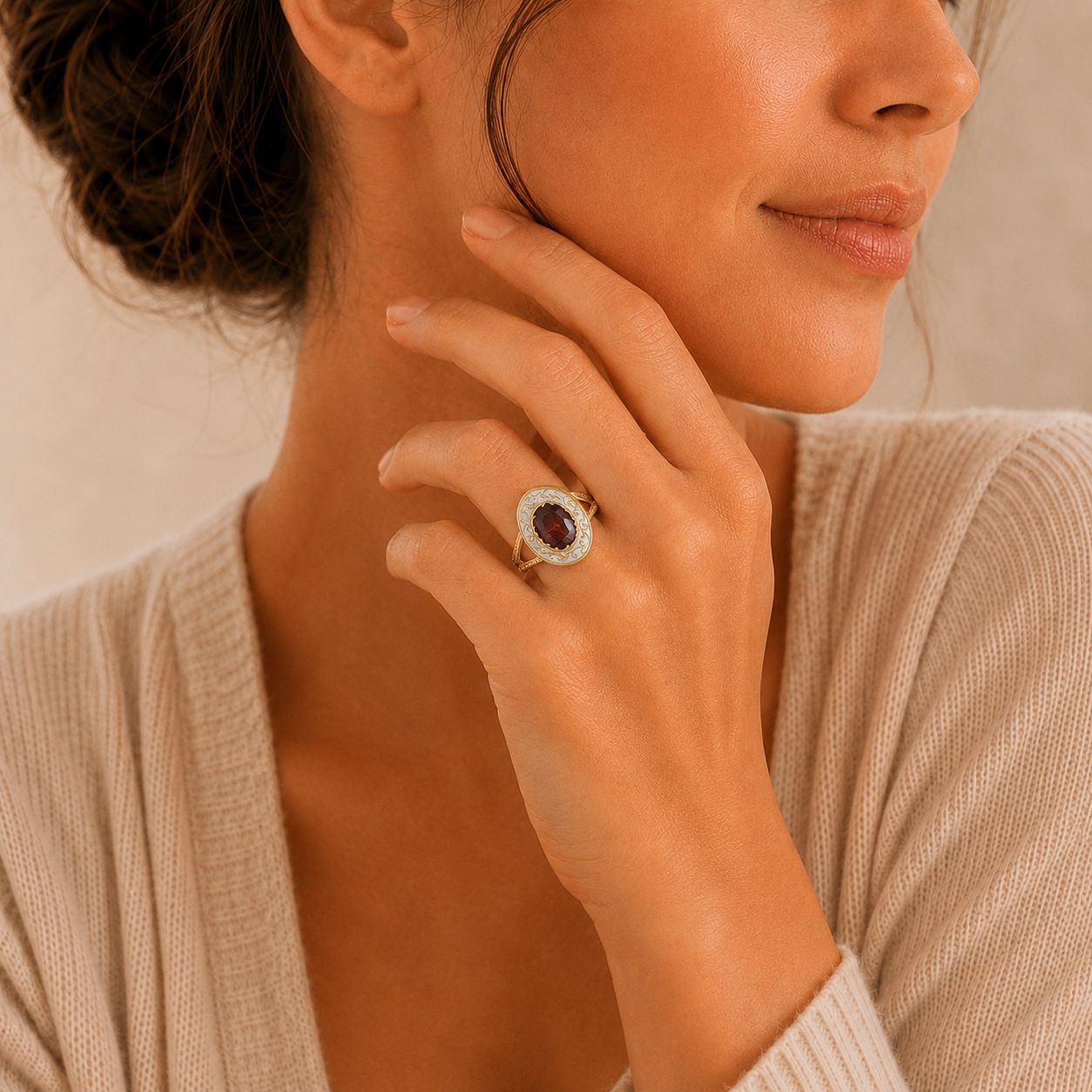 Red Gem Filigree Ring