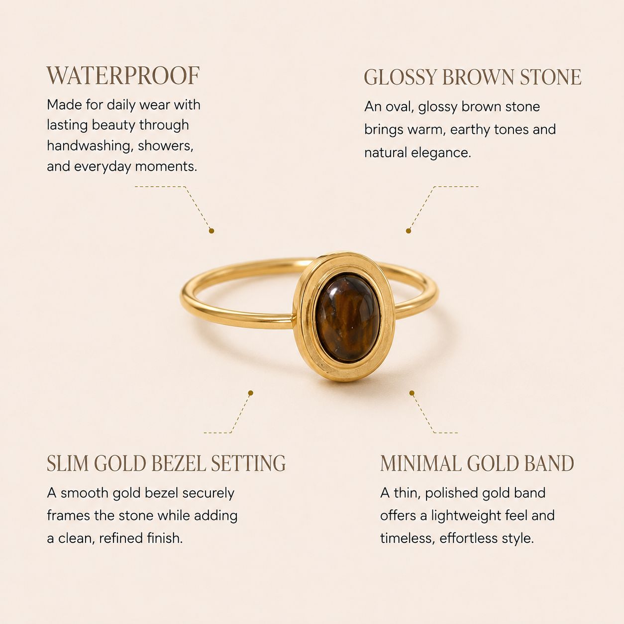 Polished Oval Gemstone Ring