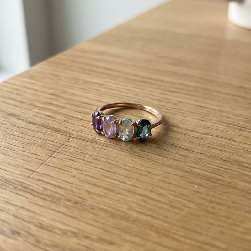 Vintage Colorful Oval Glass Ring