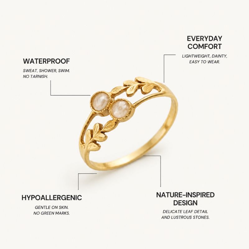 Moonstone Leaf Ring