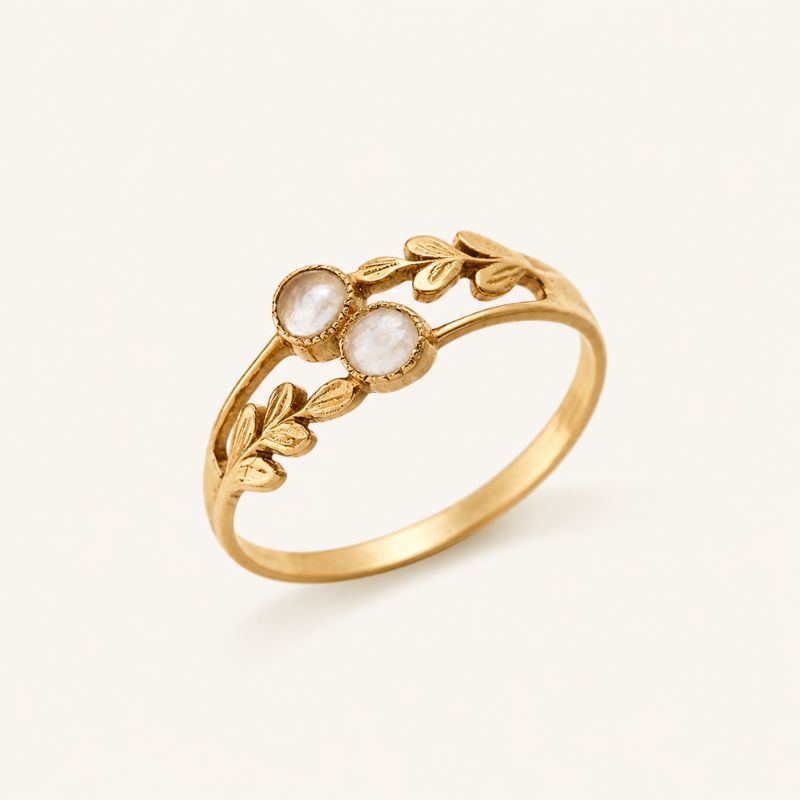 Moonstone Leaf Ring