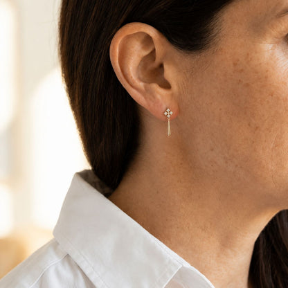 Crystal Flower Teardrop Earrings – Gold Tone