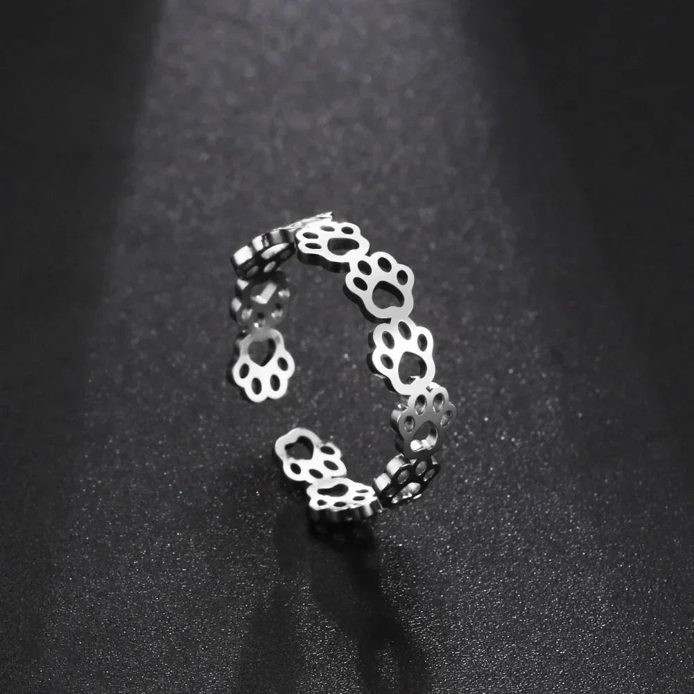 Adjustable Paw Print Ring – Made of Stainless Steel