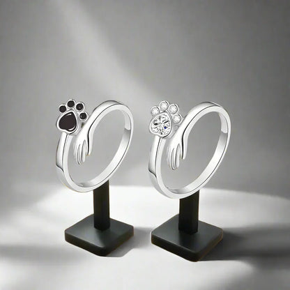 Silver Adjustable Hand & Paw Ring
