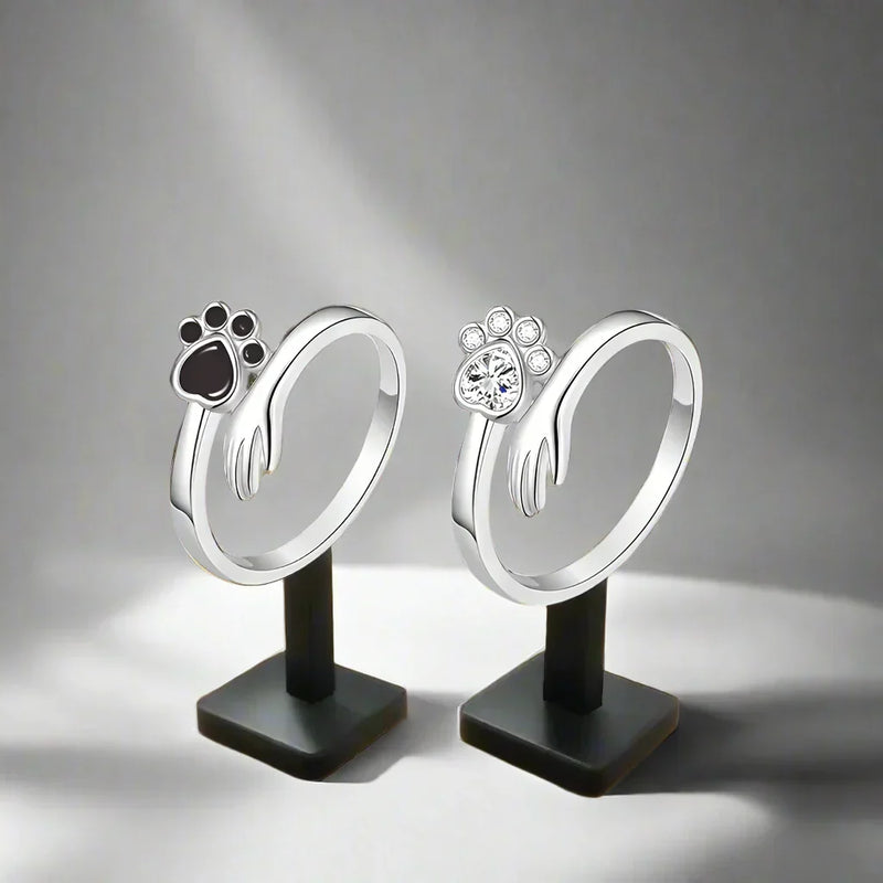 Silver Adjustable Hand & Paw Ring