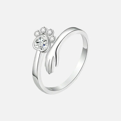 Silver Adjustable Hand & Paw Ring