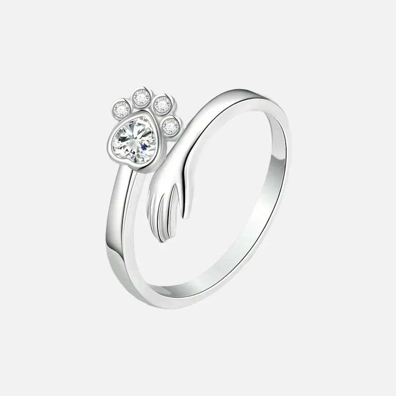Silver Adjustable Hand & Paw Ring
