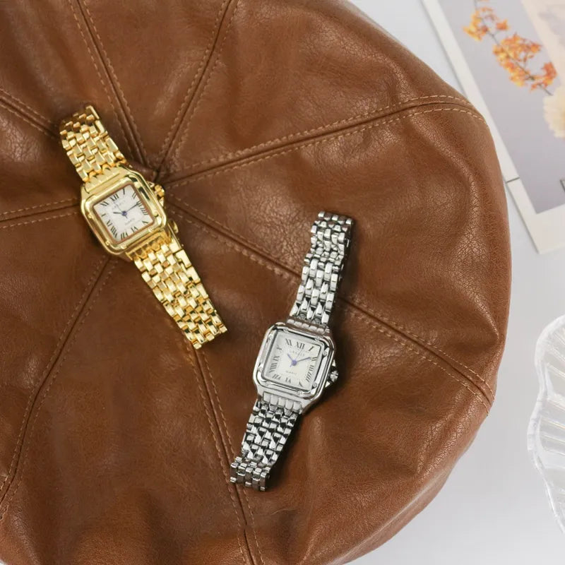 Women's square classic watch with diamonds