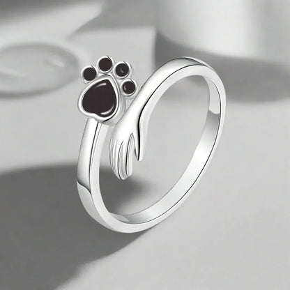 Silver Adjustable Hand & Paw Ring