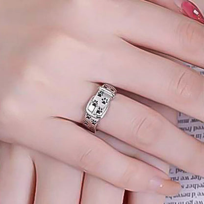 Cute and Stylish Dog-Inspired Silver Collar Ring