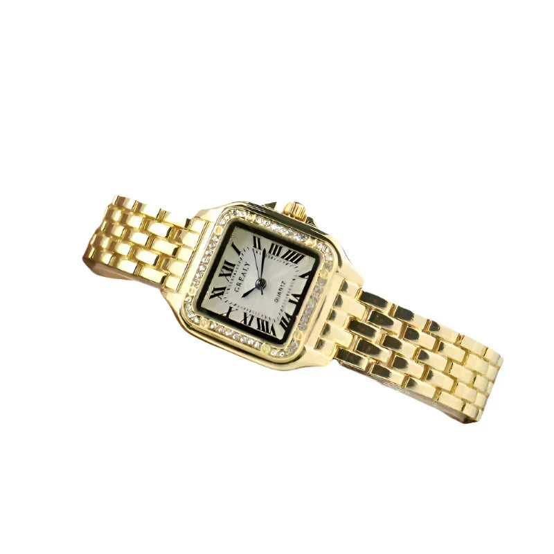 Women's square classic watch with diamonds