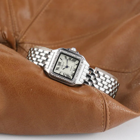 Women's square classic watch with diamonds