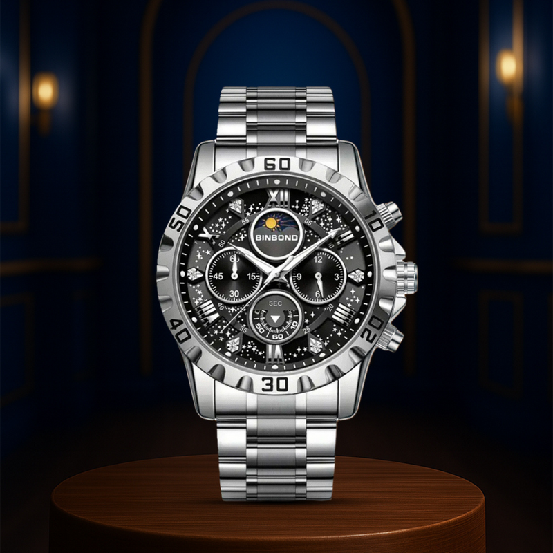 Rex | Opulent Chronograph Watch with Sleek Metal Band