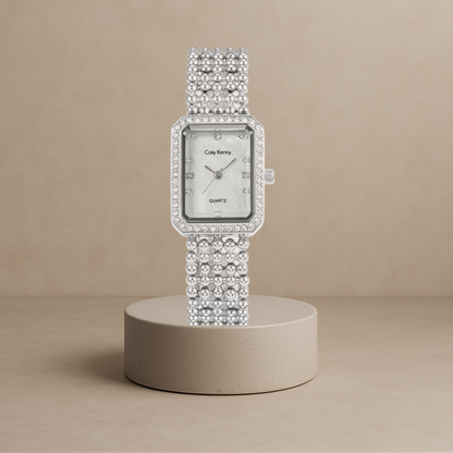 Women's luxury square watch with shell and starry sky