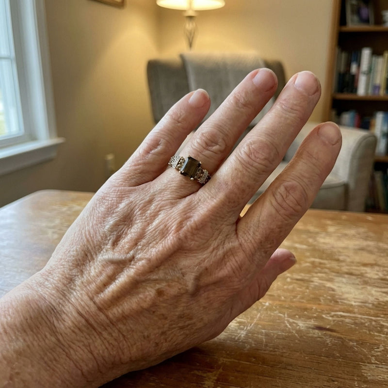 Vintage Brown Crystal and Gold Ring