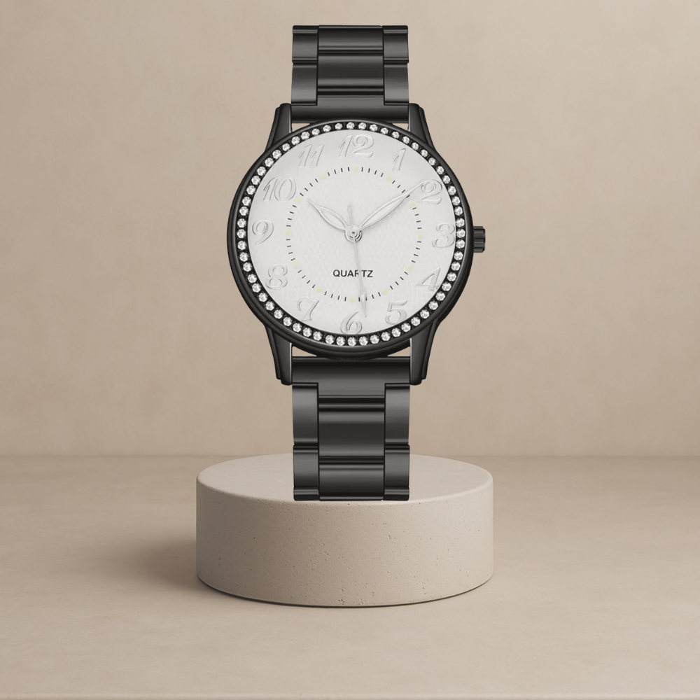 Eva | Women's quartz watch with round case and cubic zirconia