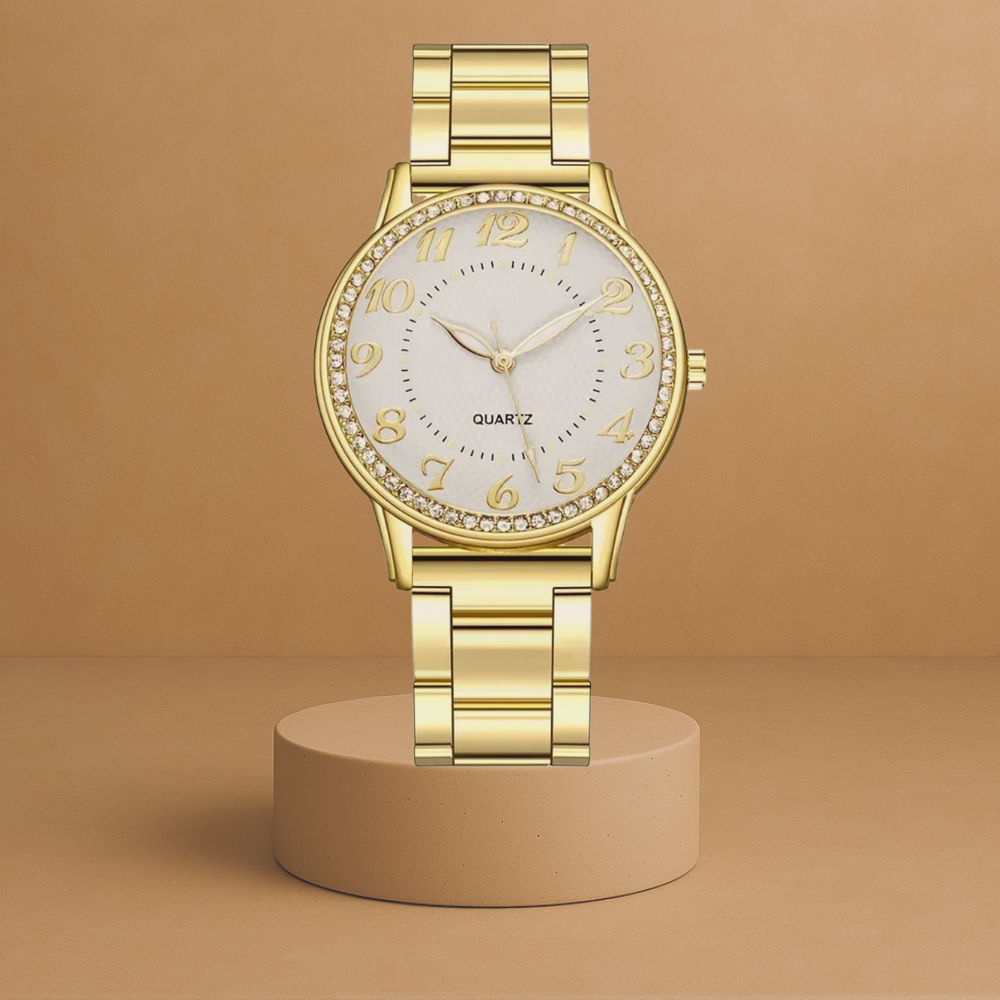 Eva | Women's quartz watch with round case and cubic zirconia
