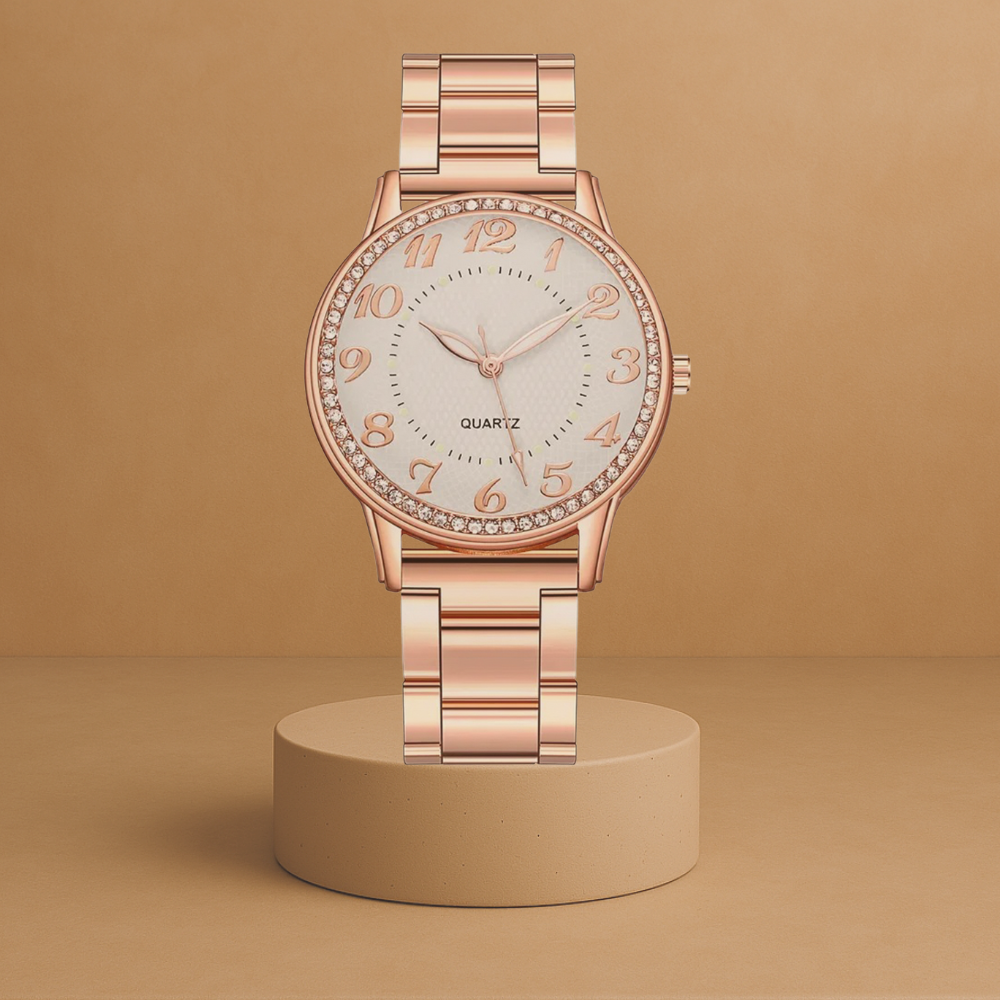 Eva | Women's quartz watch with round case and cubic zirconia