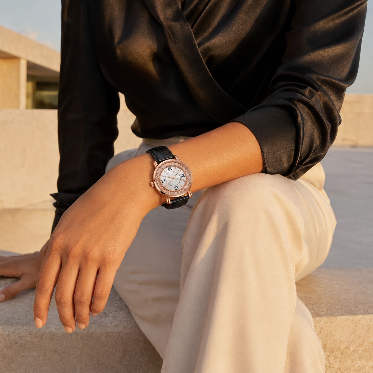 Crystal Accented Roman Numeral  Watch
