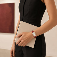 Crystal Accented Rectangular Dial Watch