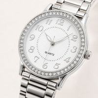 Crystal-Accented Steel Quartz Watch